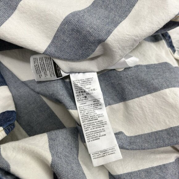 Levi’s Silver Tab Shirt Men’s Blue Denim Striped Long Sleeve Oversized Size L - Picture 9 of 11